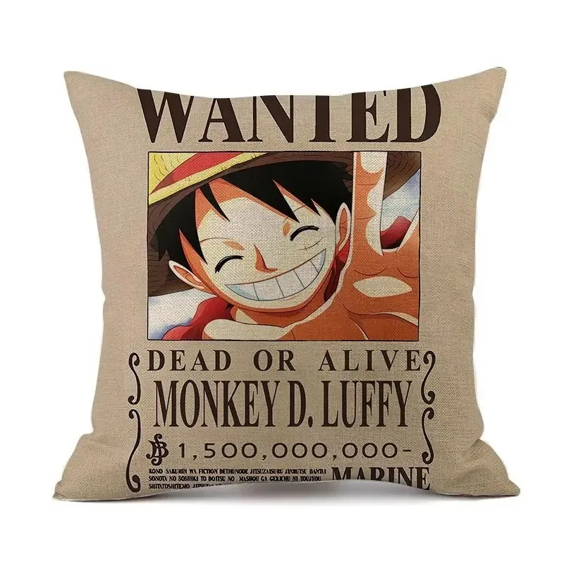 Pirate Wanted Order Throw Pillow Case MONKEY ZORO Decorative Pillowcase for Pillow Boy Girl Kid Room Sofa Bed Pillow Cover 40x40