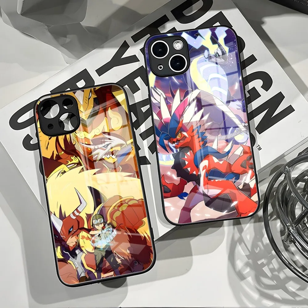 Cartoon Anime Digimon Phone Case Apple for iPhone 15 Pro Plus 14 Pro 12 11 13 Mini X XR XS Max 8 7 6 Plus SE Glass Back Cover