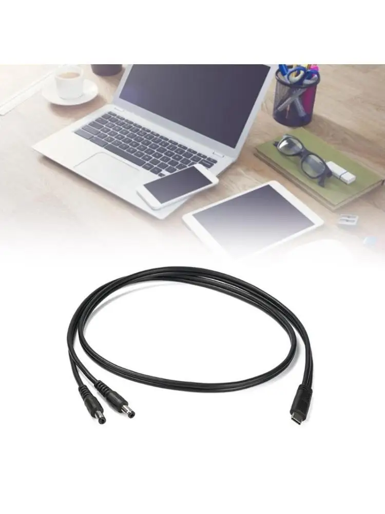 

Y1UB Type C to Double DC5525 Power Cable 5.5x2.5mm 5525 Plugs for Routers CCTV Device