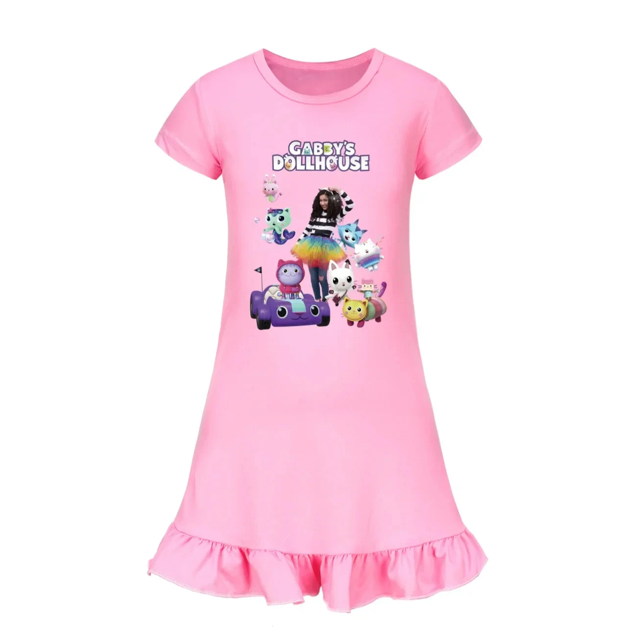 New Gabby Doolhouse Dress Children Leisure Casual Dresses Kids 2024 Summer Sleepdress Baby Girls Cartoon Gabbys Cat Nightgowns