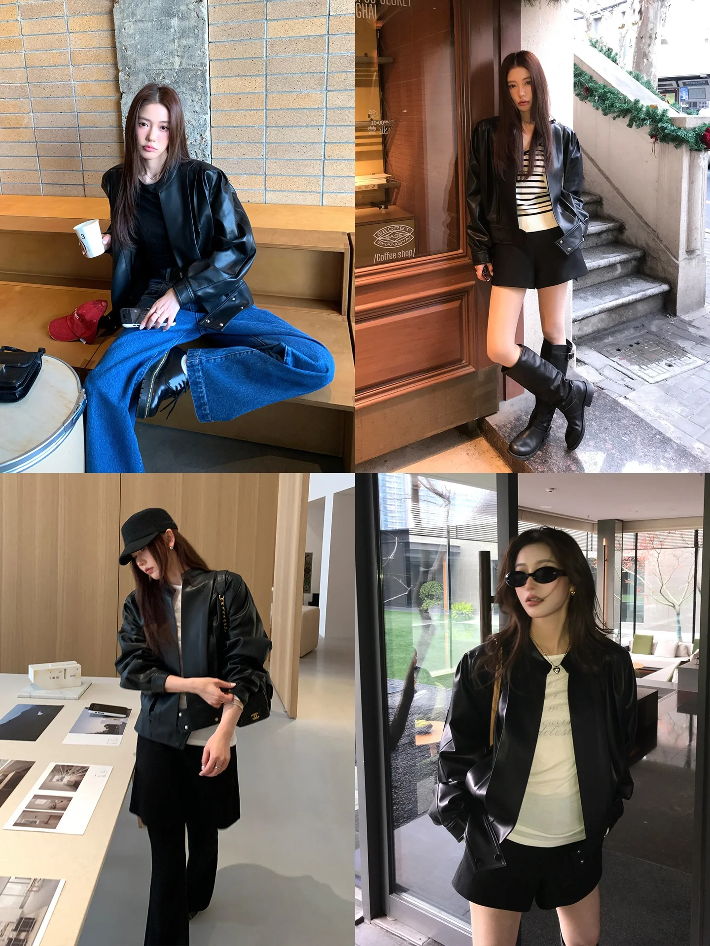  Women's Jennie PU Leather Jaet Spring 2026 New Sle Stand Collar Pleated Waist Cinched ort Coat Casual Sle