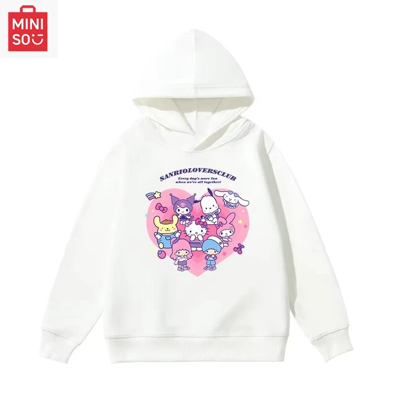 

Sanrio мультфильм милый принт повседневный и модный пуловер осень и зима уличная теплая шерстяная толстовка с капюшоном для мужчин и женщин