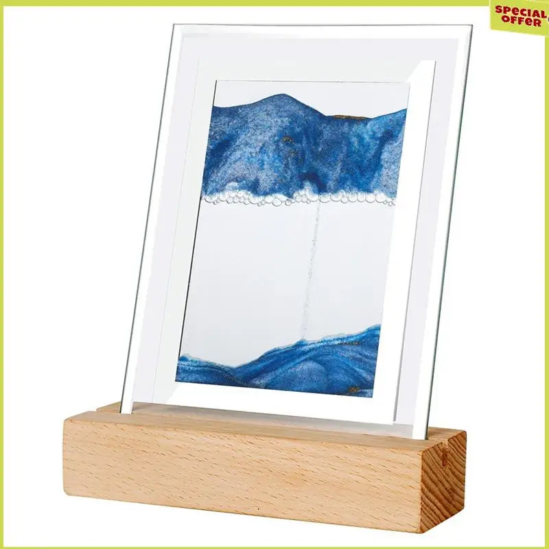 A34R Sand Art Moving Night Lamp Craft Quicksand 3D Landscape Flowing Sand Picture Hourglass Gift LED Table Night Light
