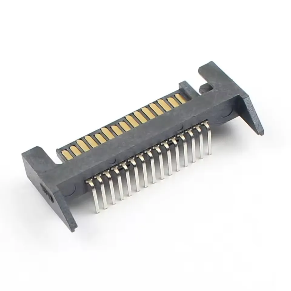 5pcs Sata 15 Pin 15P Single Row Straight Right Angle DIP Male Interface Socket Connector Adapter Port Hard Drive 90/180 Degree