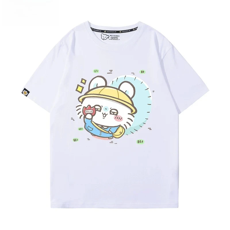 Anime Chiikawa Momonga Cotton Short Sleeve T-Shirt Comfortable Sweat Absorbent Breathable Casual Women and Kids Versatile Kawaii