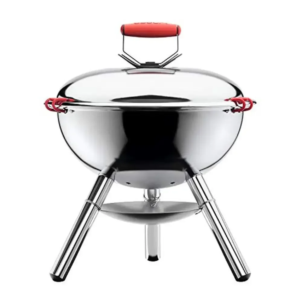 

16-дюймовый хромированный угольный гриль с силиконовой ручкой и съемной подставкой для приготовления пищи Прочный стальной корпус и ножки Регулируемый поток воздуха Легко