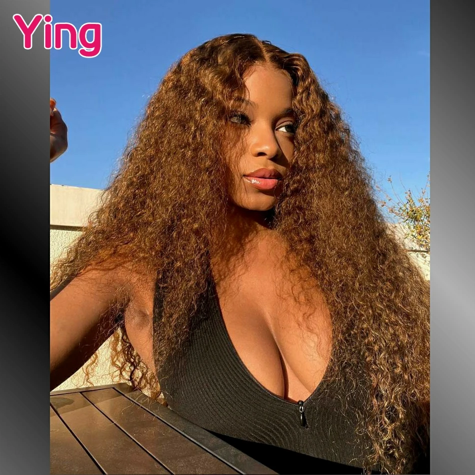 Curly Wave Brown Coffee Colored Ready Go 13x6 Transparent Lace Front Wigs Human Hair Water Wave PrePlucked 5x5 Lace Closure Wigs