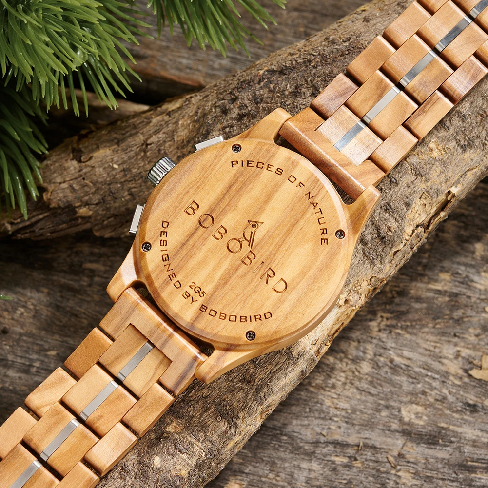 BOBOBIRD Orologio da uomo in legno Orologio da polso di lusso al quarzo Orologio Orologio in legno naturale ecologico Regalo per lui Supporto Dropshipping