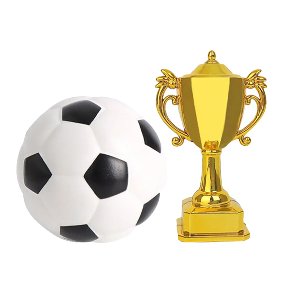 Trophy Football Model Mini Soccer Balls House Statues Dollhouse Miniature Party Winner