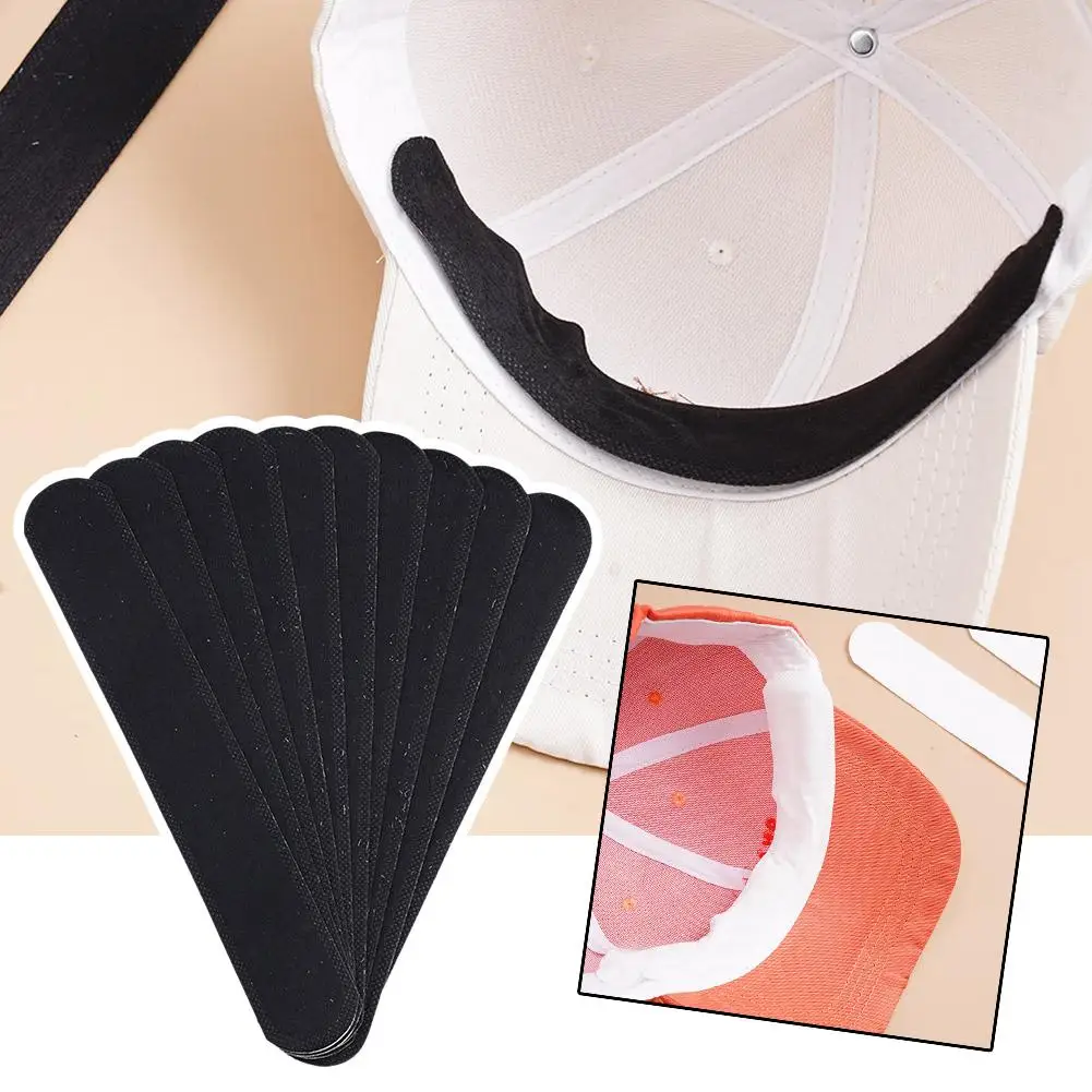 10 teile/beutel Hut Schweiß schutz bänder Liner Protector Cap Größe Klebeband Größe Reduzier kappen Hüte Sparer für Sommer weiß/schwarz d4y5