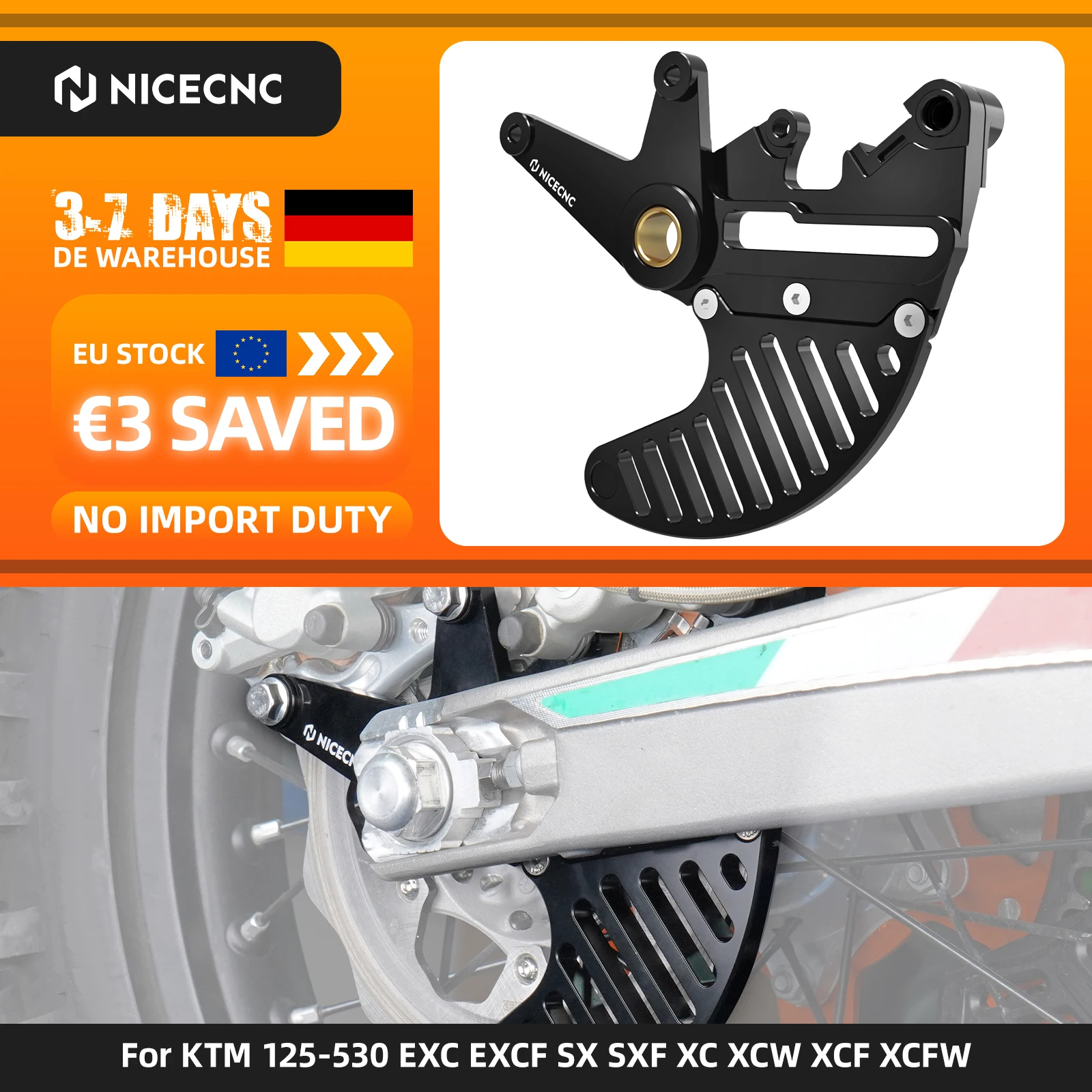 Image of (EU-Lager) NICECNC Für 2025 2024 KTM EXC 300 250 EXCF 450 Husqvarna TE 300 GasGas EC 300 Halterung für Doppelbremssättel, Abdeckung für hintere Bremsscheibe