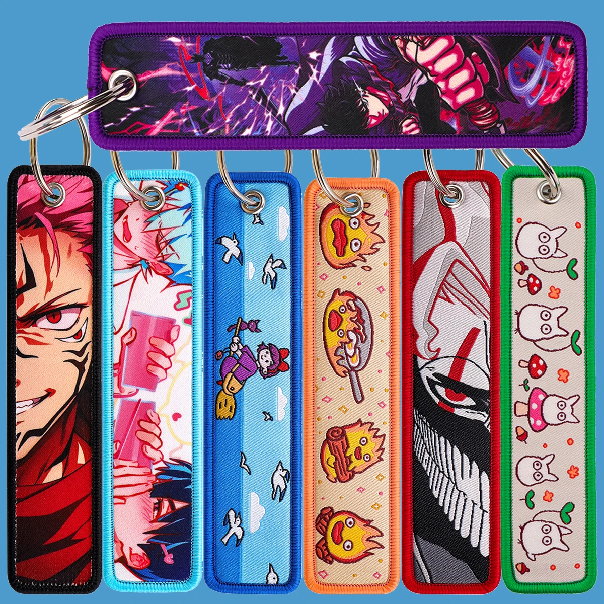 

Cool Anime Character Embroidery Key Fobs Key Tag Motorcycles Cars Backpack Chaveiro Keychain Fashion Key Ring Friends Gifts