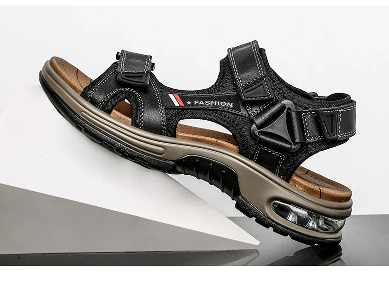 Neue Sommer Echtes Leder Männer Sandalen Mode-Design Atmungsaktive Casual Schuhe Männer Weichen Boden Outdoor Strand Sandalen Große Größe 46 – Detail 28