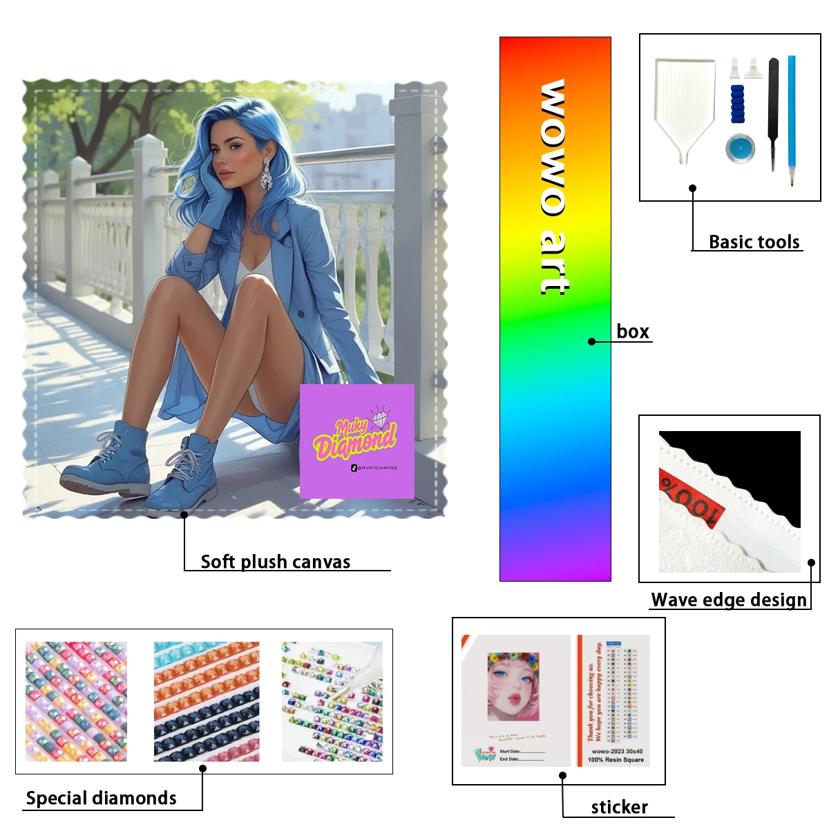 

【MUKY_ Diamond Art】Стразы Crystal AB и FD из полимерной смолы для вышивания, идеальные для создания синего костюма офисного работника