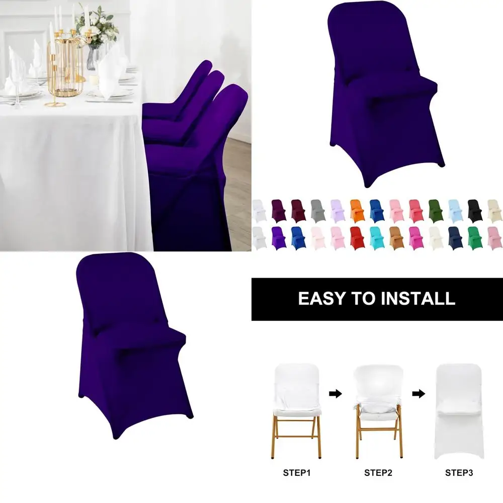

Чехлы на стулья для гостиной из фиолетового спандекса — 25 шт., растягивающиеся, съемные и моющиеся для мероприятий и отелей