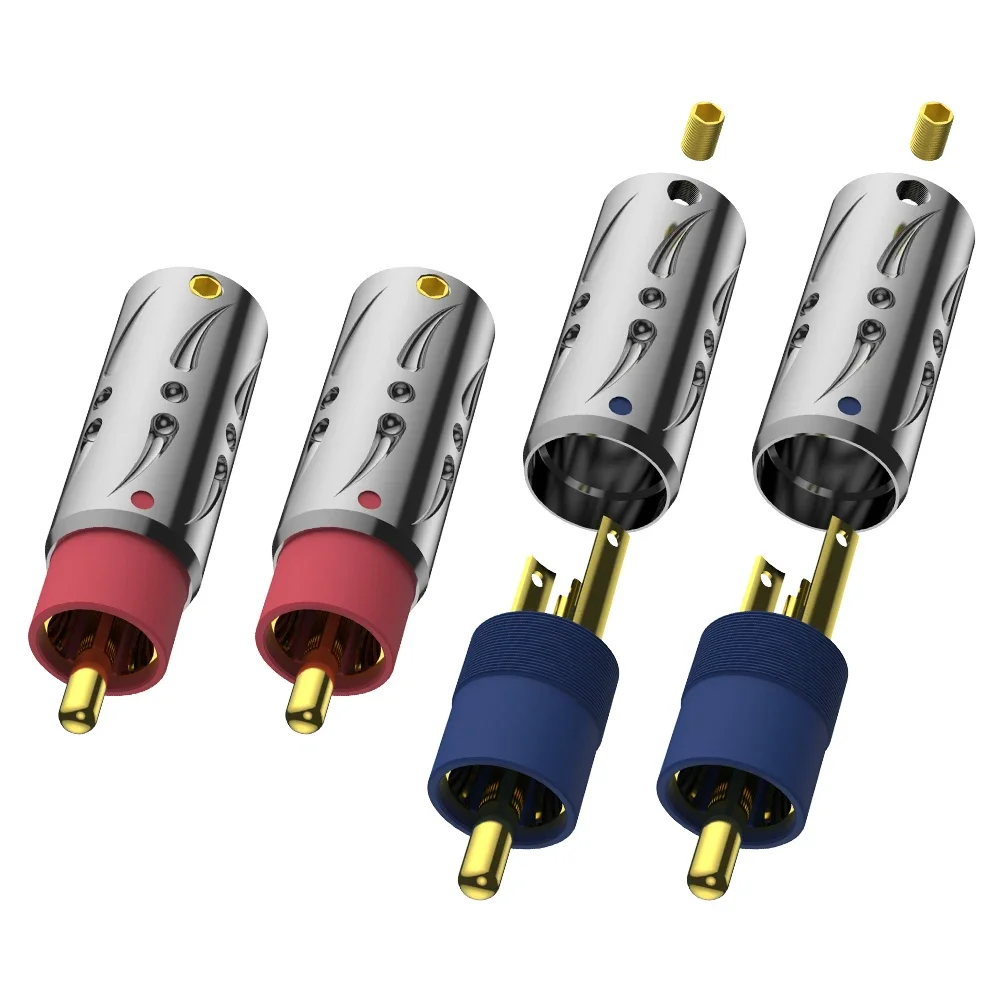 4PCS Viborg VR105S VR105G Pure Copper Silver/Gold plated RCA Pure Copper connector RCA Cable Plug non-magnetic