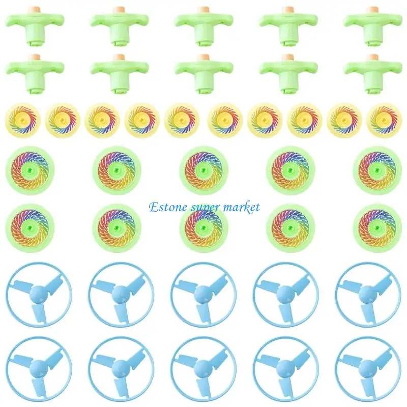 

090B 10PCS Colorful Spinner Flying Saucers for Kids Outdoor Activities Plastic Whirling Tops for Parent Child Interaction and