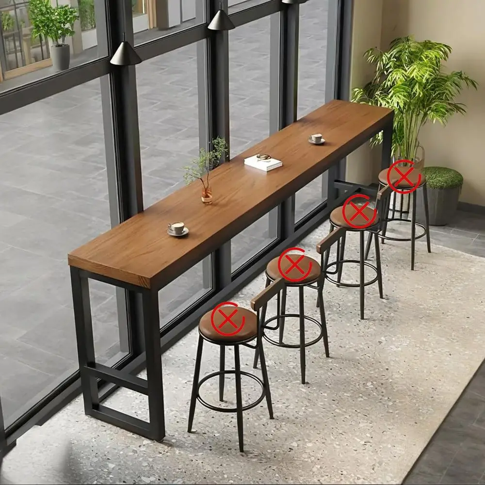 Table,Farmhouse Pub Table,Industrial Bar Height Dining Table,2in Thickness Solid Wood Top for Kitchen, Coffee Shop, Pub, Breakr