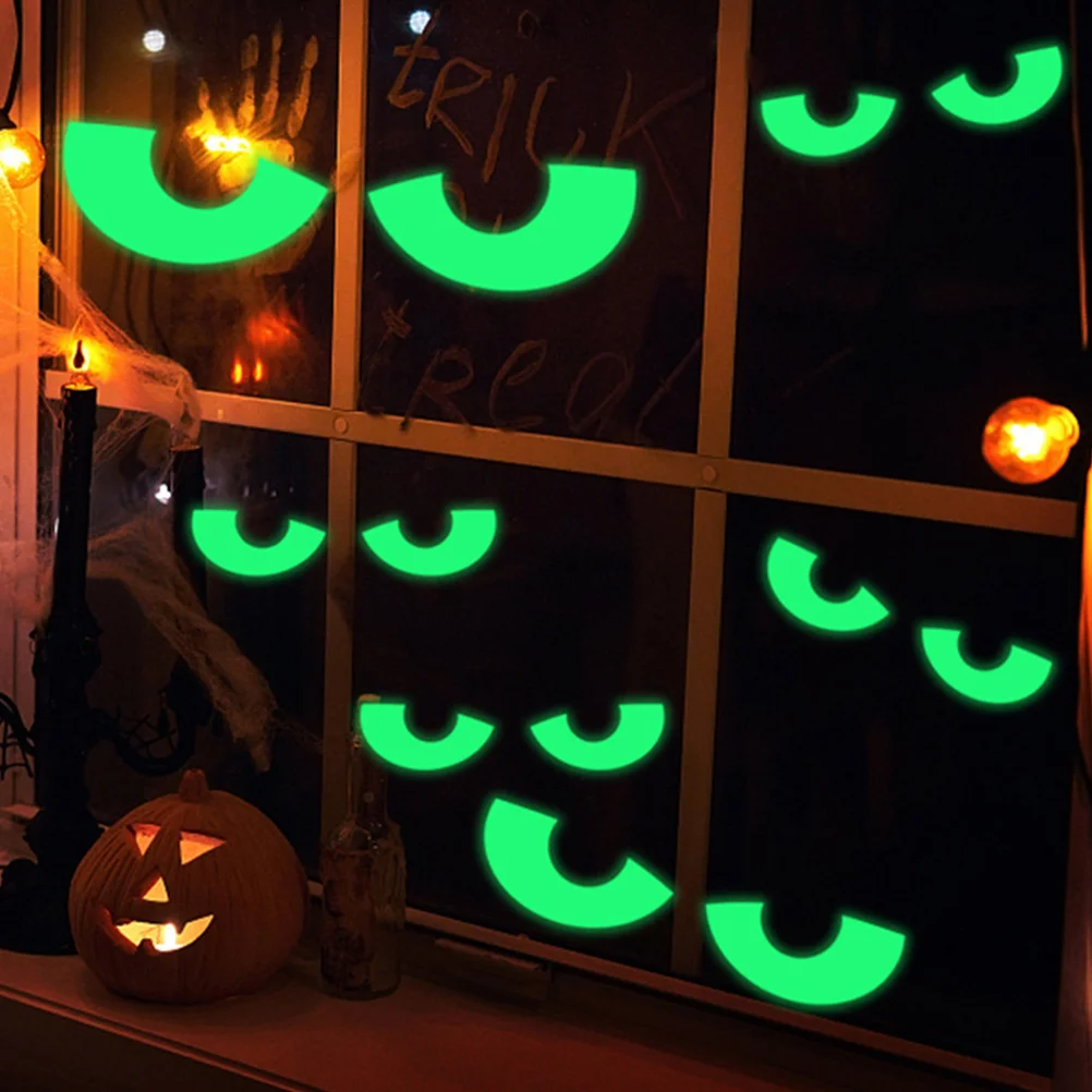 

10Pairs Glowing Halloween Wall Stickers Spooky Ghost Hands Peeping Eyes PVC Wall Decals for Party Halloween Stickers