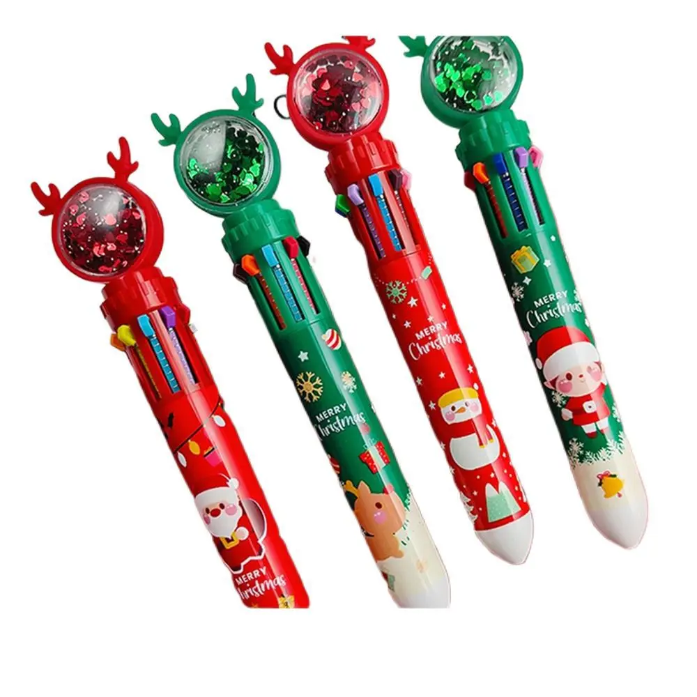 1pc Cartoon Weihnachten Junge Grundschule Frohe Weihnachten Schreibwaren Zehn Farbe Stift Santa Claus Weihnachten Kugelschreiber