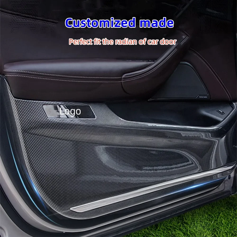 For BMW 3 5 Series G20 G21 G28 G30 G38 X3 X4 X5 2019-2022 Car Door Anti Kick Plate ABS Carbon Fiber Car Door Protective Sticker