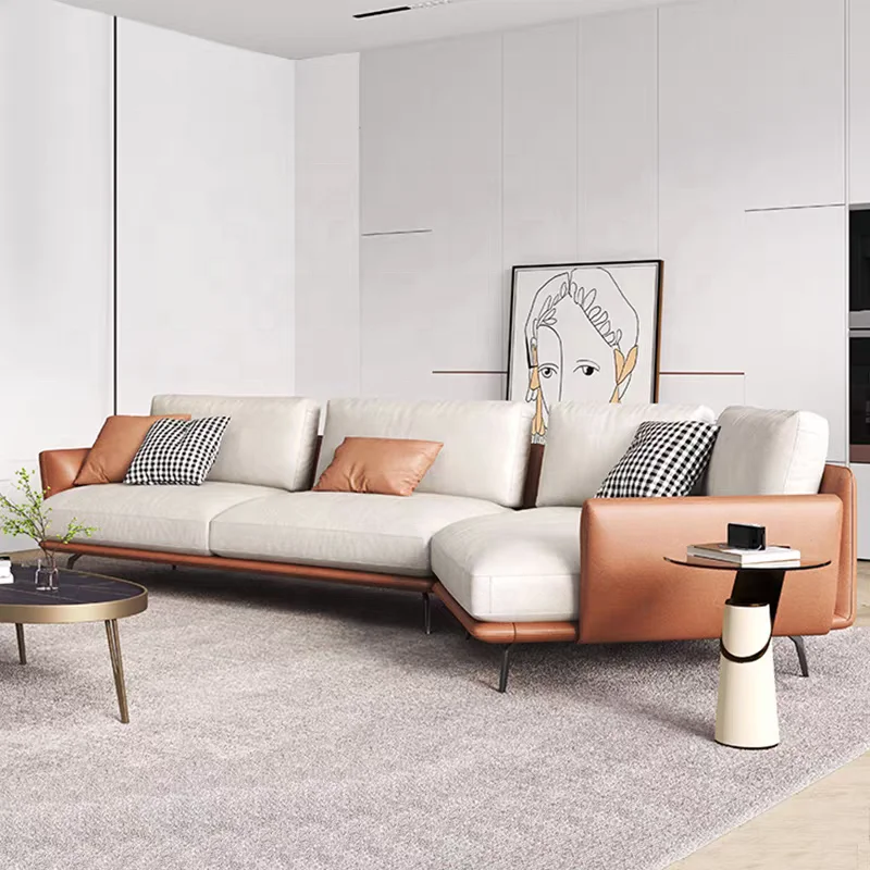 

Italy Style Luxurious Leather 6 Seat Sectional Sofas Living Room Couch Set Furniture Corner Upholstered Sofa With Chaise