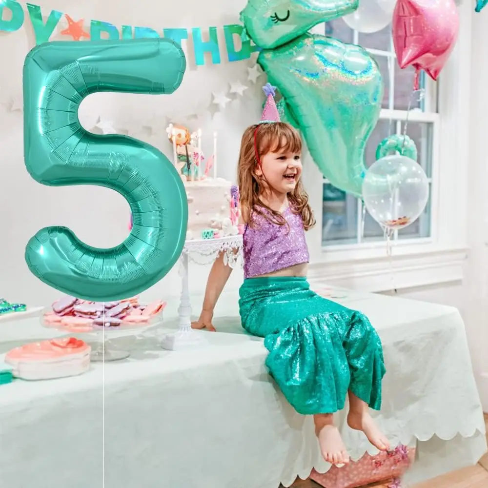 40Inch Giant Turquoise Blue Number Balloons Diy Baby Shower Birthday Party Decorations Supplies Photo Props Helium Balloon