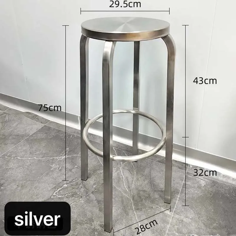 

Modern Home Dining Room Bar Table and Stool Set Stainless Steel and Wood Panel Furniture Elegant Bar Chair