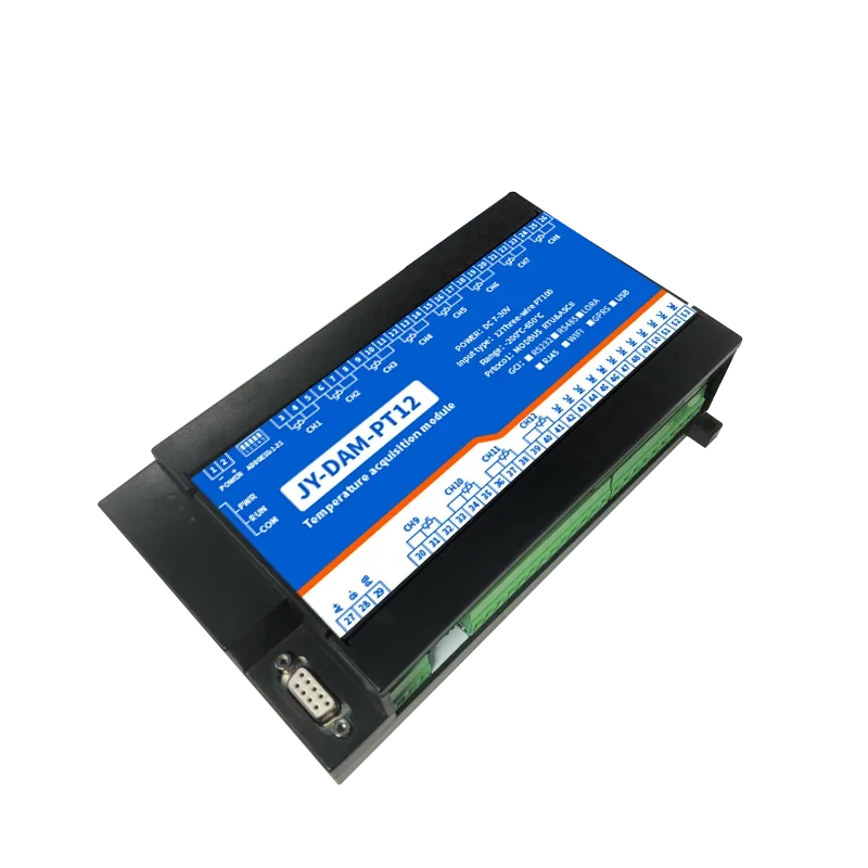 High-precision 12/10-bit three-wire PT100 temperature acquisition module RS232 isolation 485 wireless network temperature measur