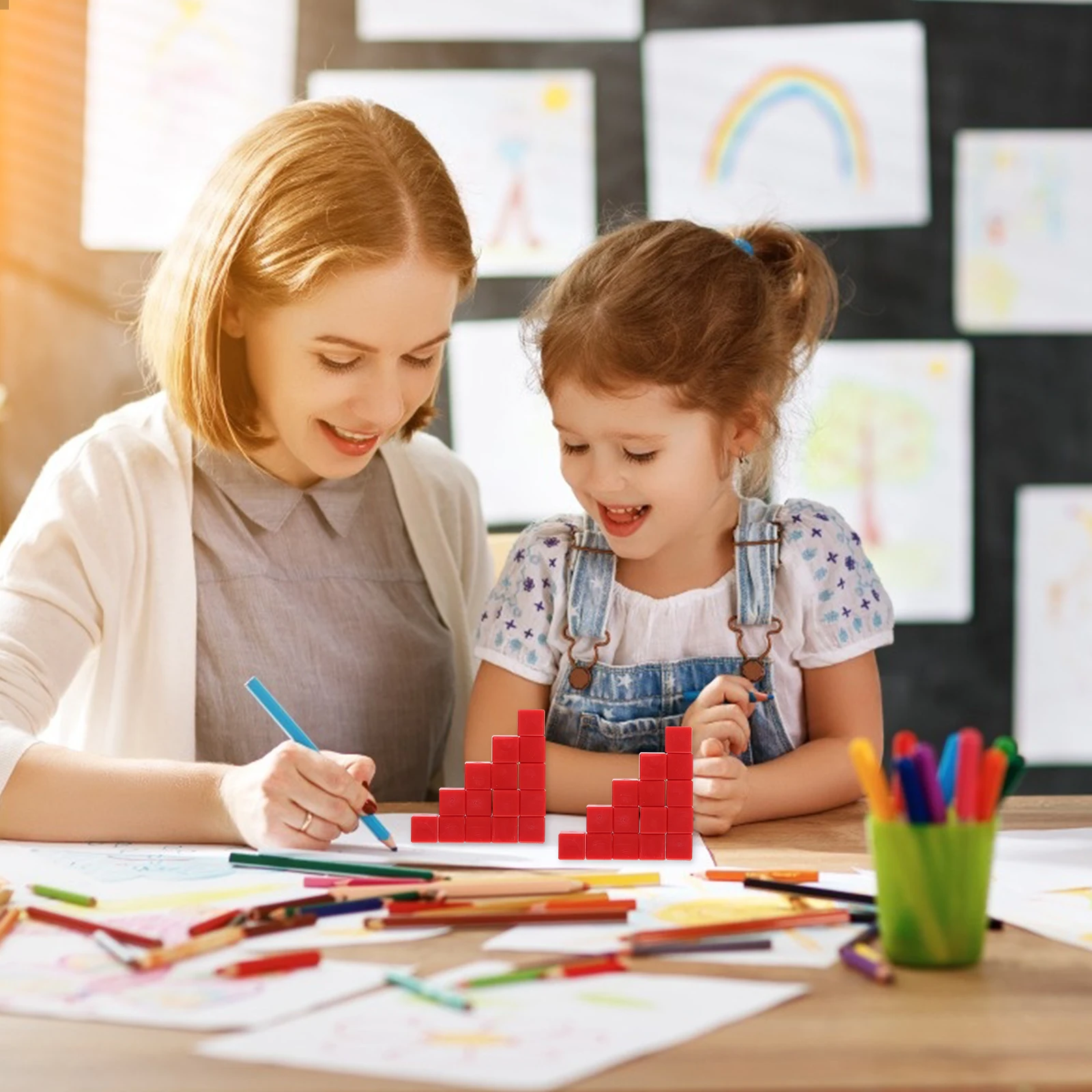 200 pçs auxiliares de ensino matemático blocos de plástico pequenos cubos para pilar inteligência desenvolvimento brinquedos quadrado criança
