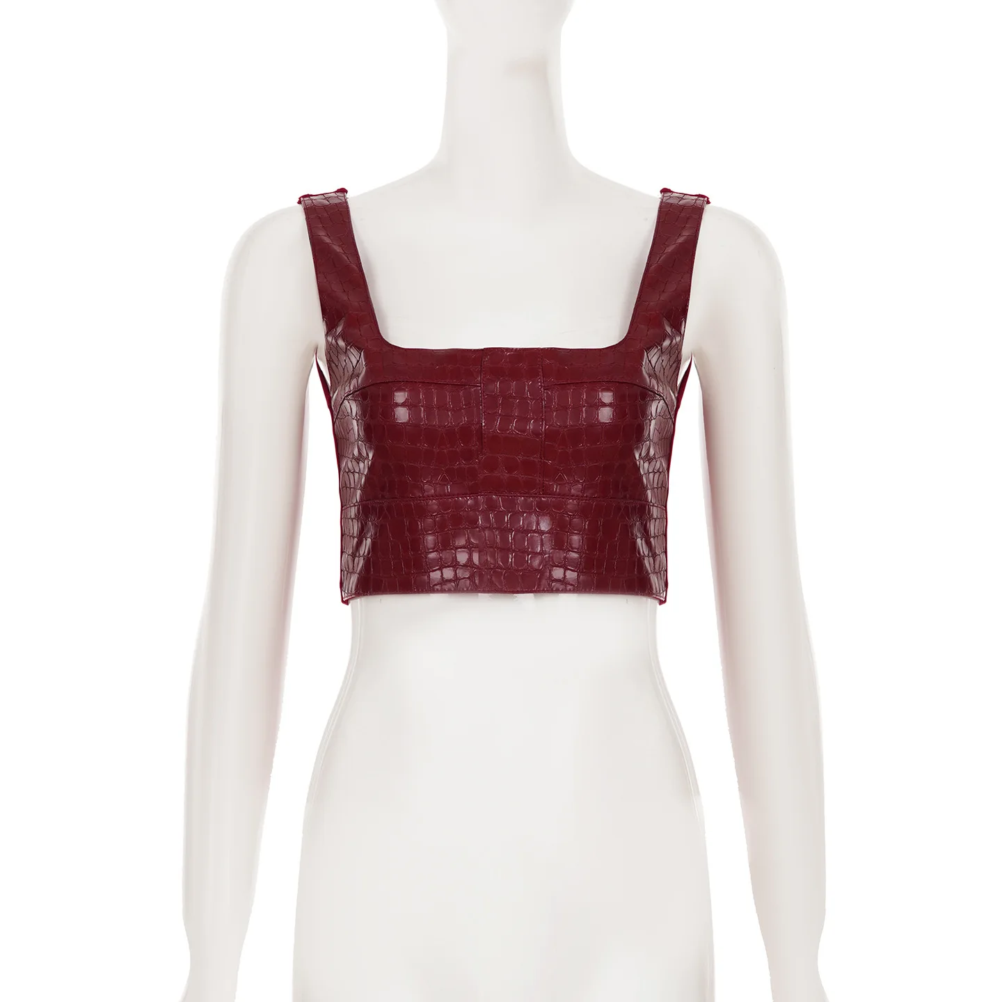 レディース Y2K PUレザー 2ピースセット パンクスタイル スクエアネック バックレス クロップド タンクトップ + ベルト付き ショートパンツ ファッション クラブウェア スーツ