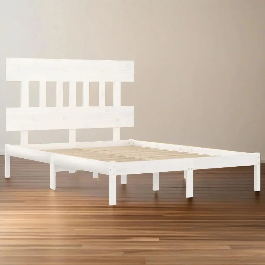 White Solid Wood Bed Frame 120x200 cm - No Mattress Included - Durable & Stylish Design