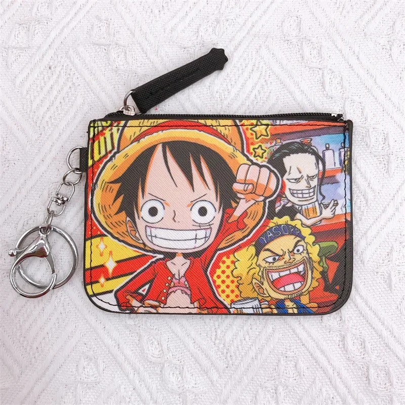 Anime One Piece Cartoon Bag Luffy Zoro Leather Card Holder Cute Coin Purse Monkey D Luffy PU Cartoon Anime Wallet Keychain Gifts