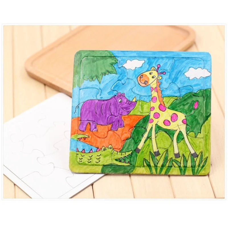 4 SZT. Puste Puzzle Interaktywne Zabawki Edukacyjne DIY Materiały do Rękodzieła do Kolorowania, Rysowania i Bazgrołów Kreatywne Puste Puzzle do Samodzielnego Wykonania