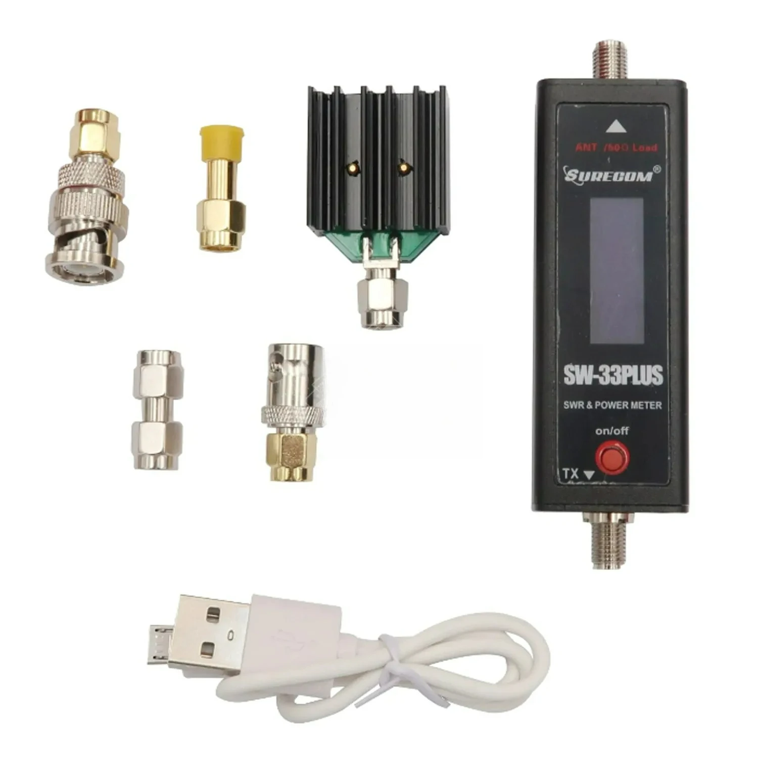 sw-33plus-mini-vhf-uhf-125-525mhz-compteur-de-puissance-d'ondes-stationnaires-100w-avec-4-connecteurs-et-charge-fictive