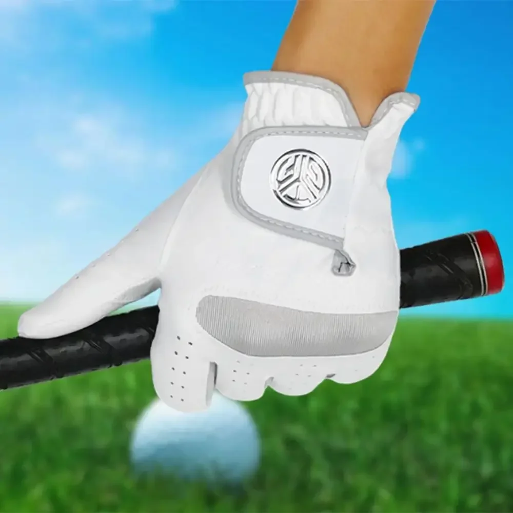 1 Pcs Men\'s Left Hand Golf Glove Right Hand Micro Soft Fiber Breathable Mens Golf Gloves White Color
