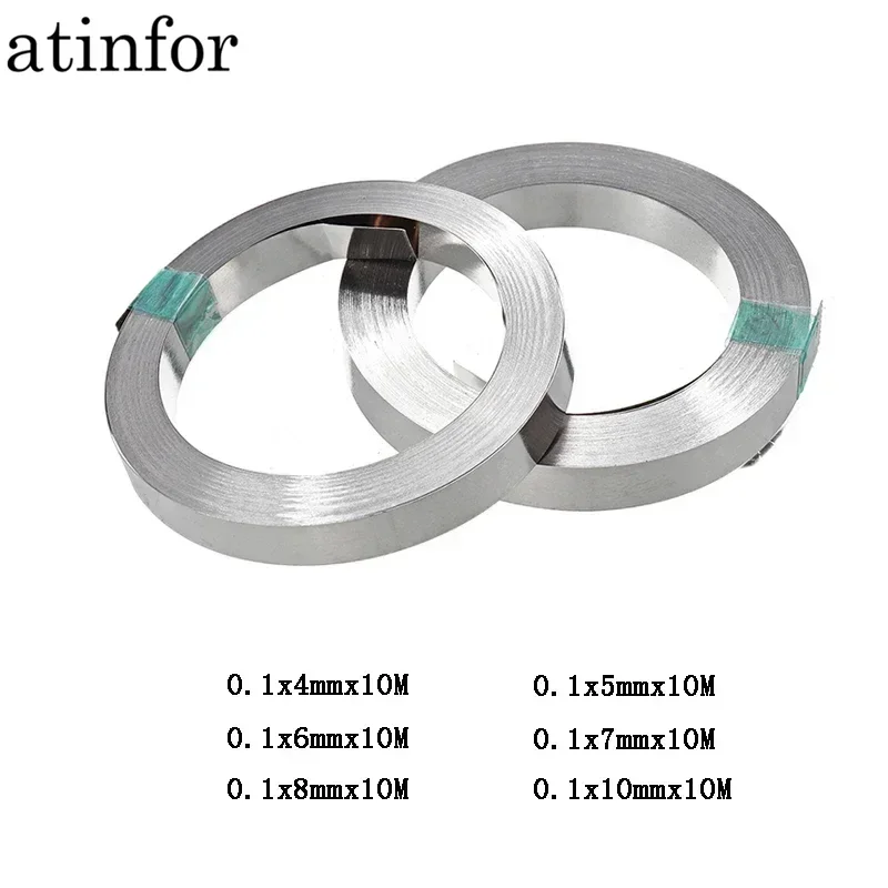 atinfor Nickel Plated Strip Tape for Li 18650 Battery Welding Compatible For DIY Welder Machine 10M Width 4/5/6/7/8/10mm x Thick