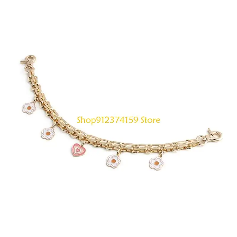 G5AE Eye Catching Flower Strawberry Detail Chain Decors For Women's Bags or Handbag