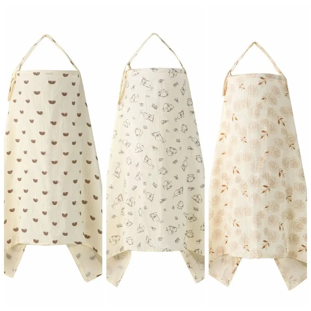 Cotton Breastfeeding Nursing Cover Adjustable Arch Neckline Breast Feeding Blanket Multi-purpose Use Breathable Stroller Blanket