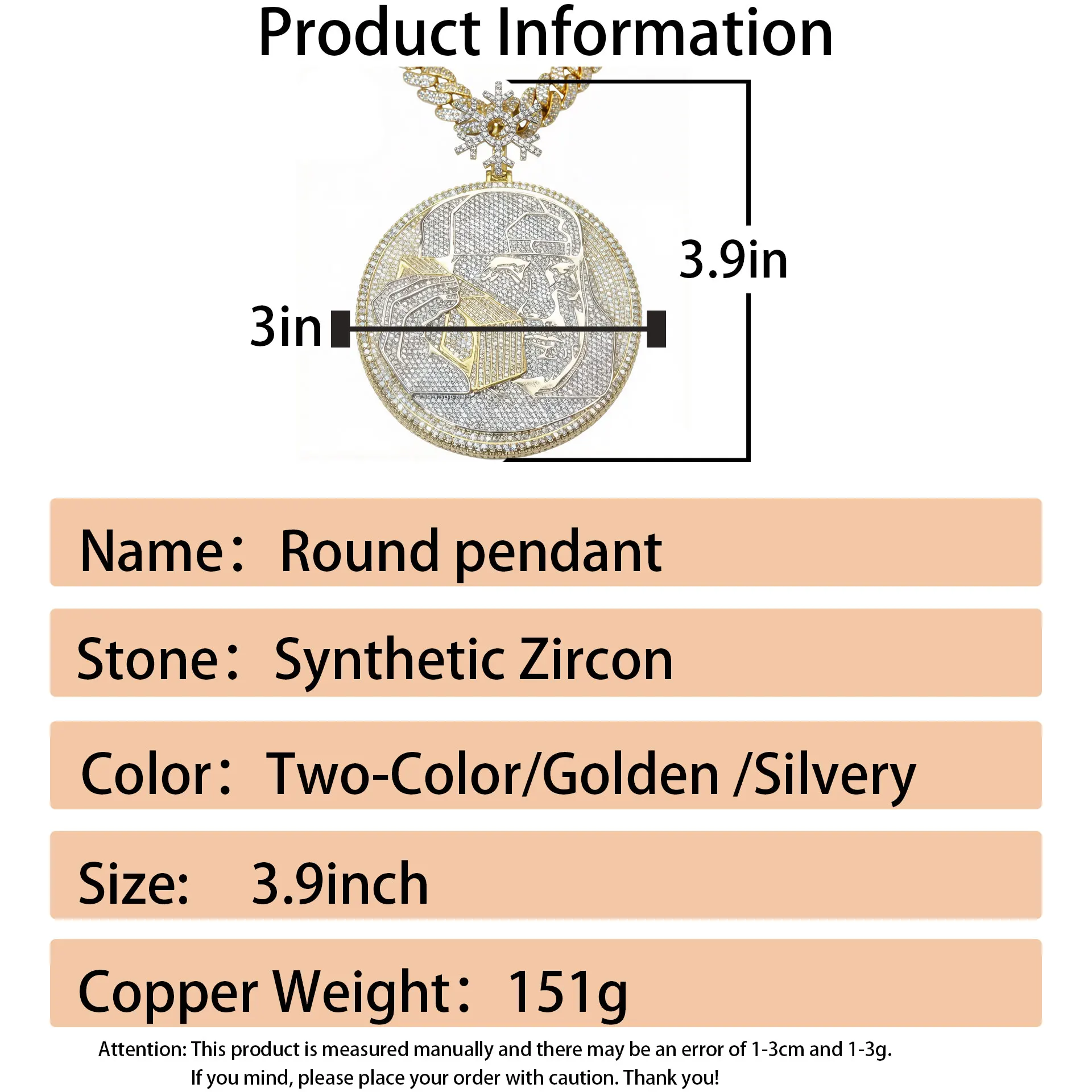 LYEE CYEE Hip Hop Jewelry Round Cut Portrait Phone Pendant Necklace Street Party Accessories Geometric Fashion Charm Jewelry Men's and Women's Valentine's Day Gifts Birthday/Festival Jewelry