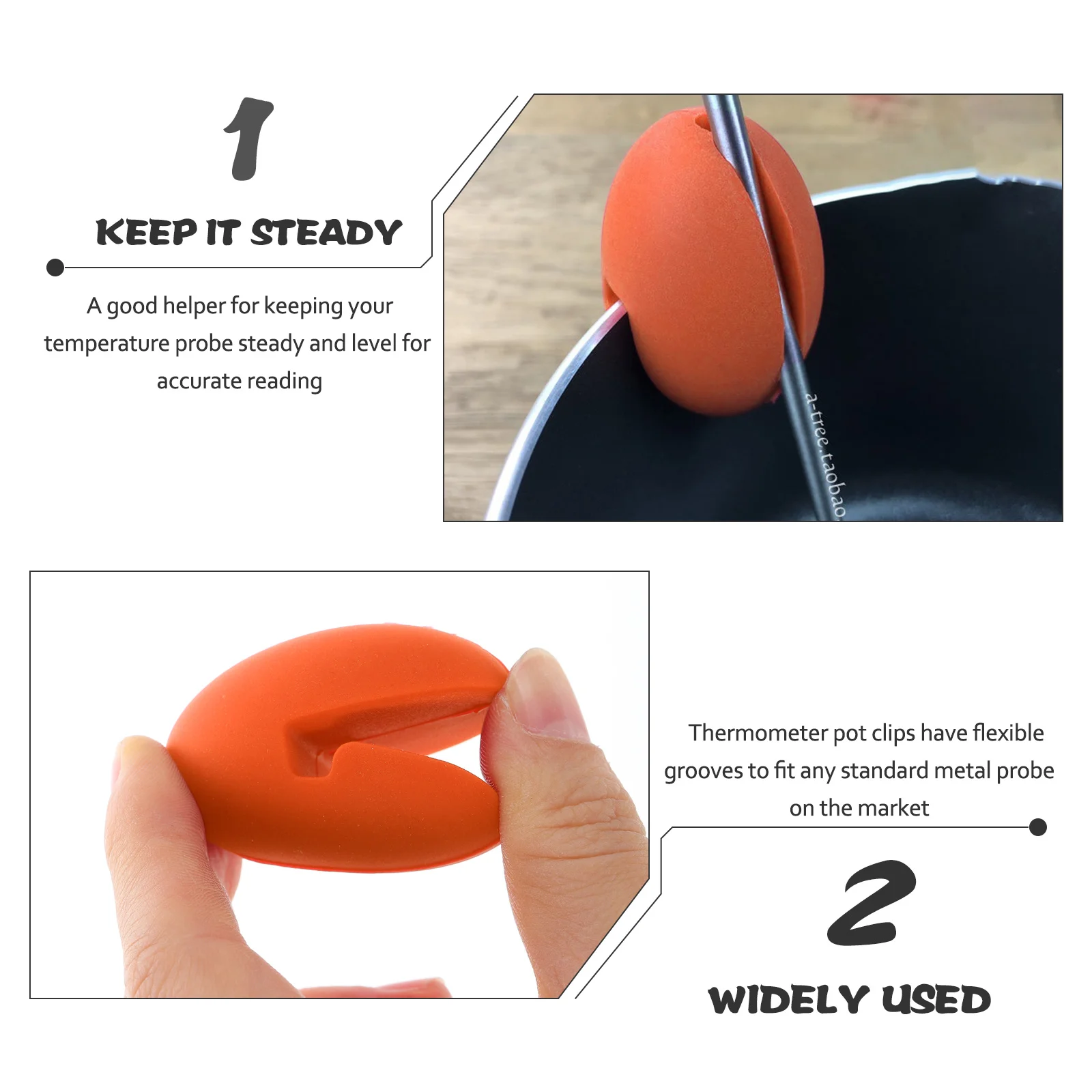 

Temperature Probe Pot Edge Clip Silicone Holder for Cooking BBQ Fryer Syrup Scratch Proof Probe Thermometer Household