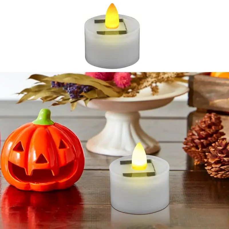 Solar Power Tea Lights Rechargeable LED Candles Waterproof Fake Tealight Candles For Indoor Use Waterproof Flameless Flicker