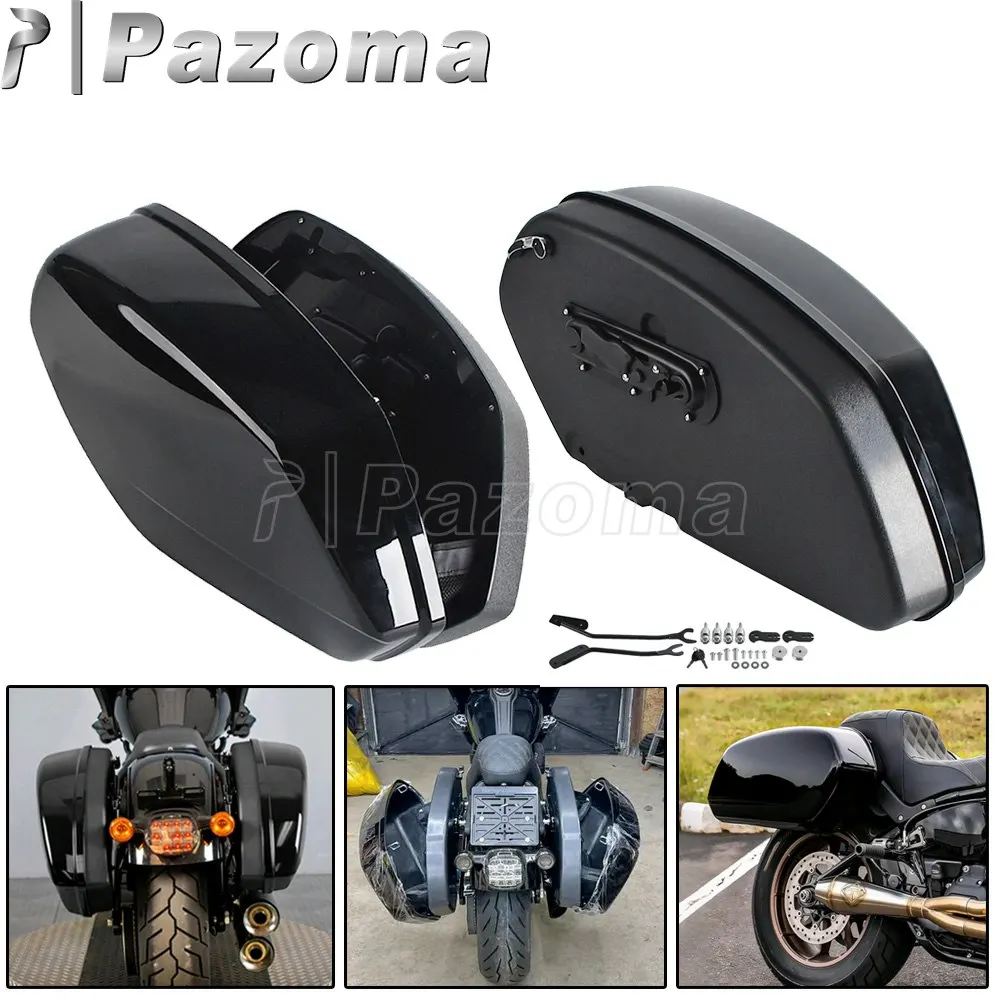 Side Luggage Box For Low Rider ST FXLRST Motorcycle Hard Saddlebag For Harley Softail Low Rider FXLR Saddle Bag Docking Hardware