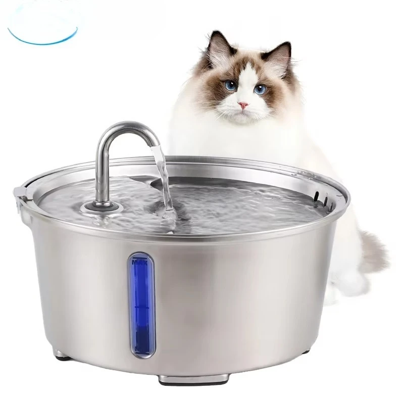 

automatic circulation cat fountain round stainless steel small animal smart pet water dispenser