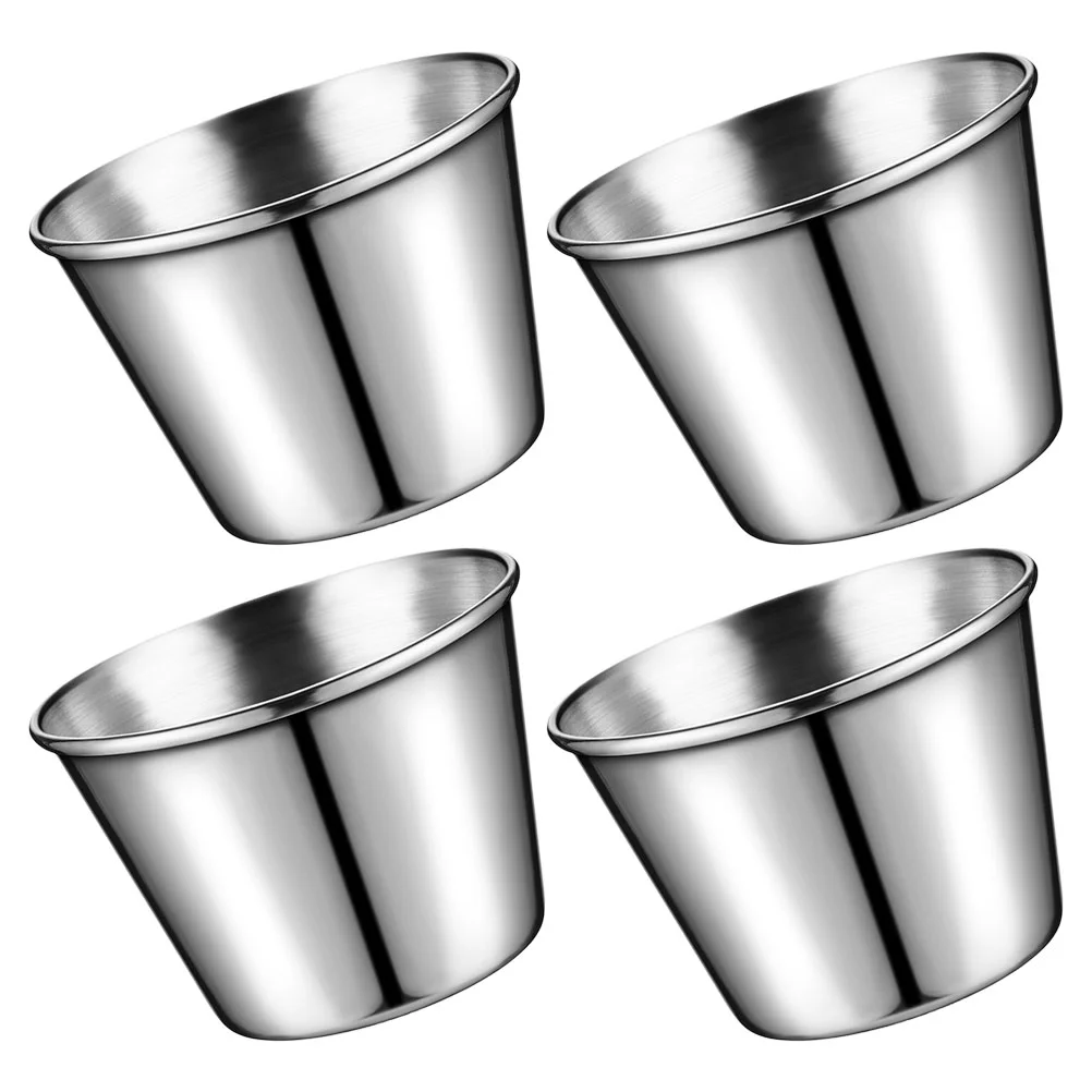 4 Pcs Stainless Steel Sauce Cup Condiment Cups Containers Picnic Boxes Restaurant