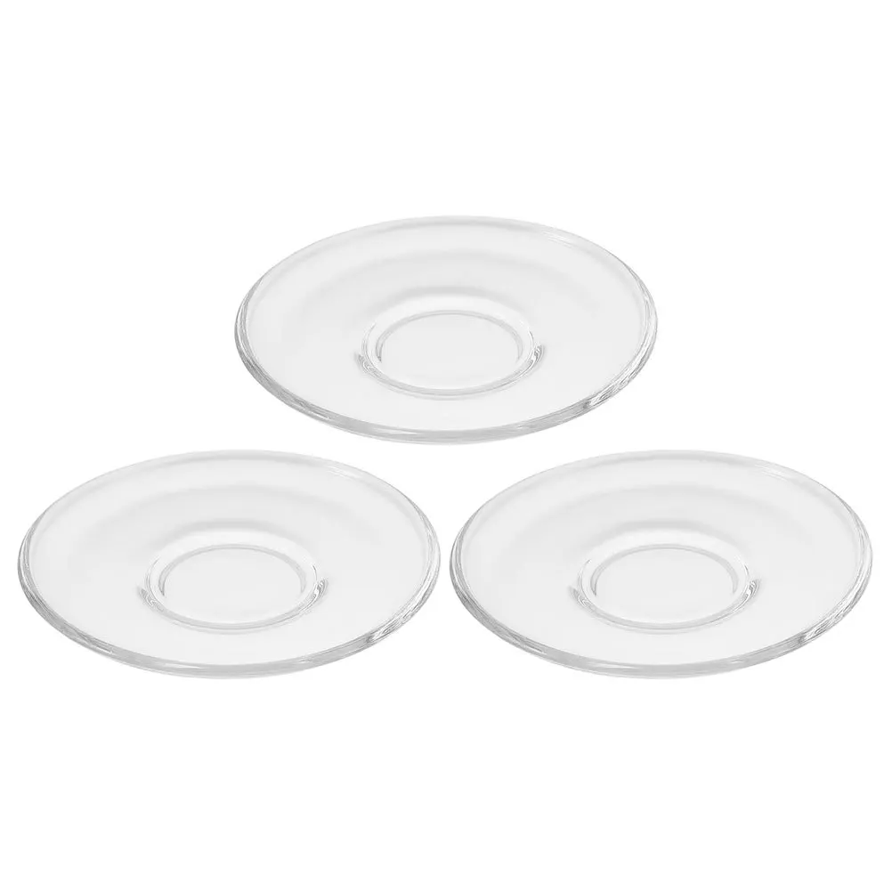 

3Pcs Glass Tea Saucer Cup Mat Creative Clear Glass Coaster Decorative Cup Holder for Tea Room Dining Coasters Dining Table Decor