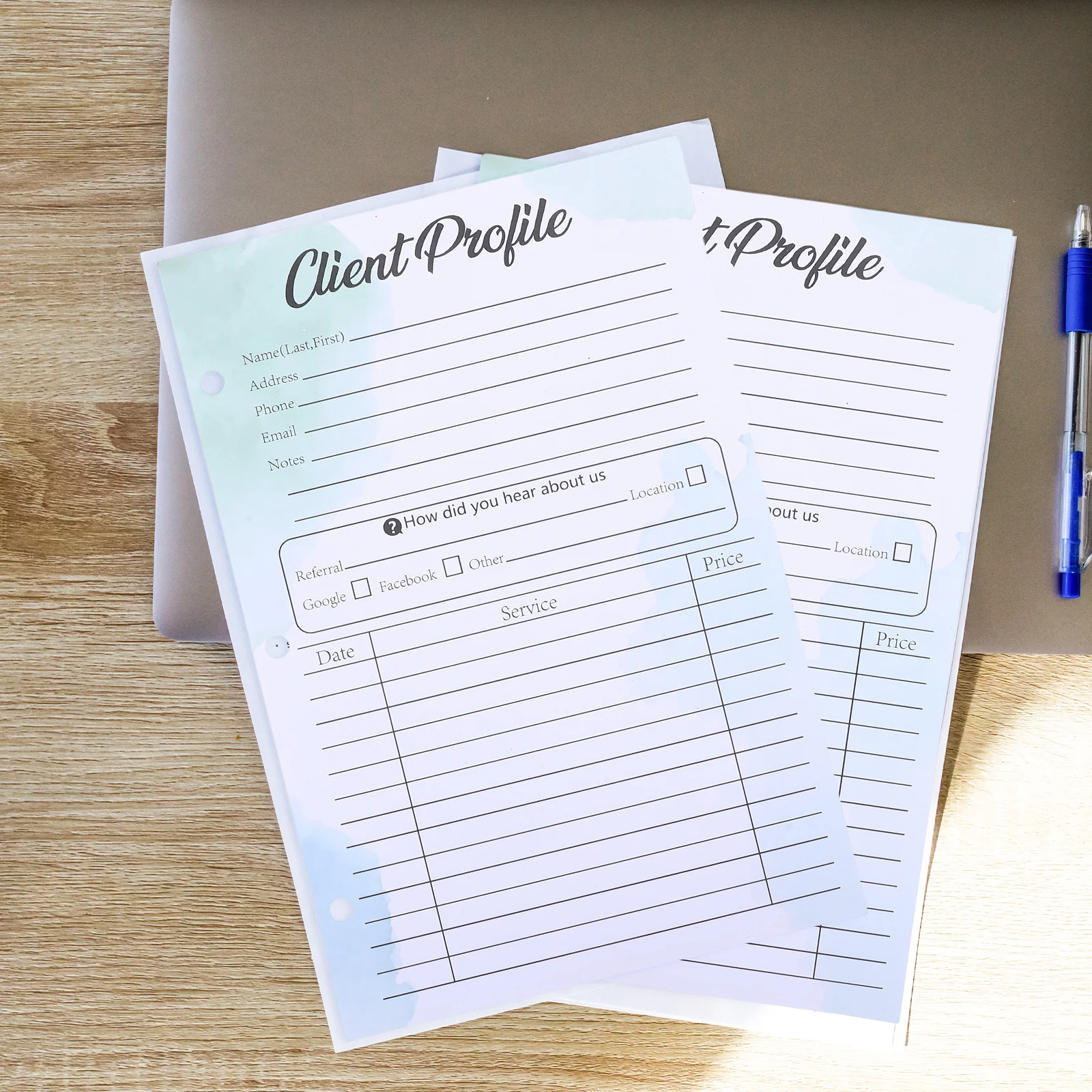 50 قطعة من بطاقات تسجيل العملاء، ورقة معلومات الملف الشخصي، وثيقة بيانات السلامة للشركات الصغيرة، المصممين، للاستخدام المكتبي