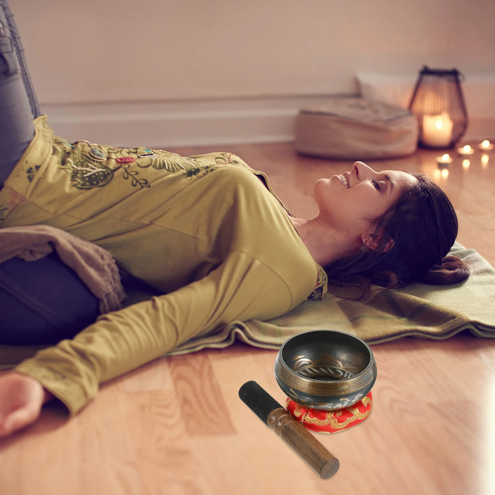 

Meditation Singing Bowl Tibetan Sound Bowl Set Wooden Mallet Cushion for Yoga Mindfulness Healing Zen Decor Meditation