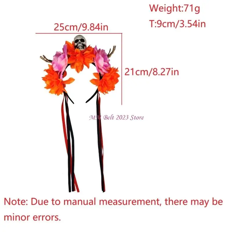 49me Halloween Skeleton Hand Flower Skull Bandons Practical Resin Hair Accessory For Kids Adults Supply