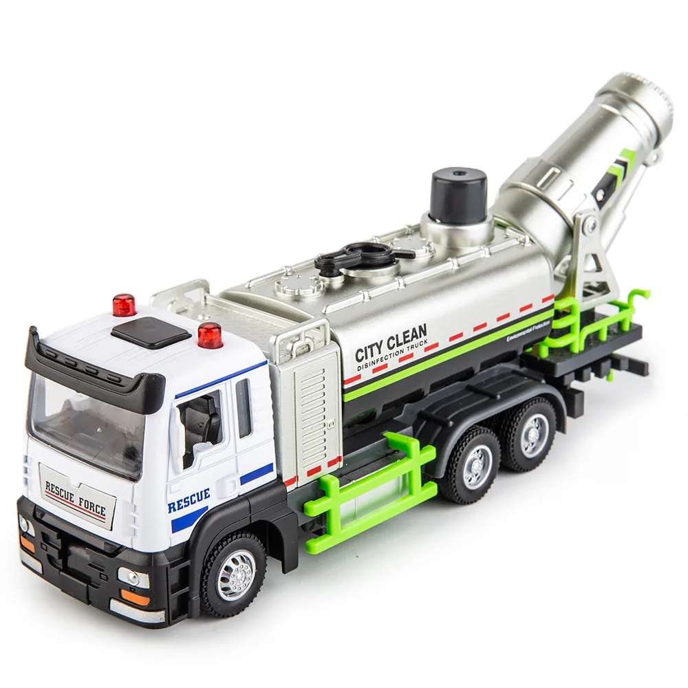1:32 Stedelijke Anti Haze Legering Voertuigen Sanitaire Auto Model Diecast Speelgoed met Geluid Licht Pull Back Modellen voor kinderen Leuke Geschenken
